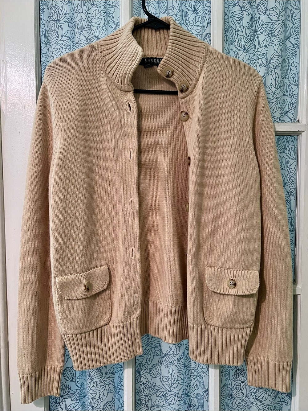 LAUREN RALPH LAUREN Tan Button-Front Knit Cardigan